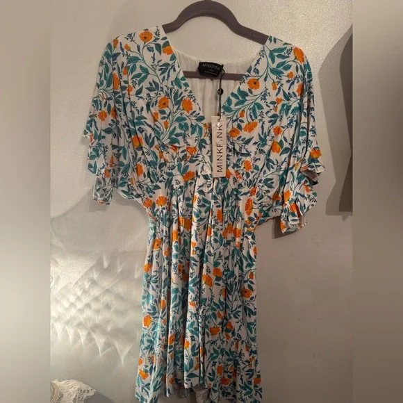 MINKPINK White and Orange Floral Midi Dress - Picture 2 of 3